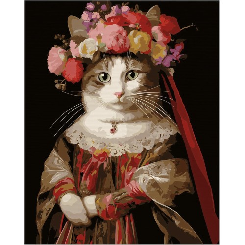 NiArt Paint by Numbers for Adults, DIY Hand-Painted Oil Painting Set for Beginners and Teenagers, 10 Brushes and Acrylic Paint, Unframed, 40 x 50 cm, Ideal as a Gift or Home Decoration (QueenCat)