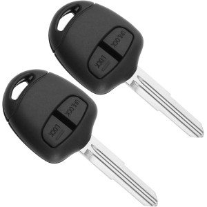 eMagTech 2 Pack Car Key Shell with Straight Groove 2 Buttons Protective Cover for Mitsubishi Pajero Sport Outlander Grandis ASX MIT11