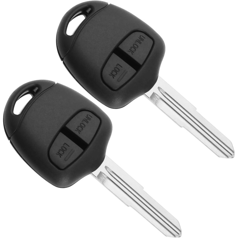 eMagTech 2 Pack Car Key Shell with Straight Groove 2 Buttons Protective Cover for Mitsubishi Pajero Sport Outlander Grandis ASX MIT11