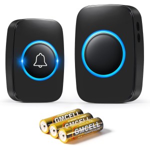 Blendura Wireless Doorbell Set, 300 m Wireless Range Doorbell, IP44 Waterproof, Electronic Doorbell, Front Doorbell Receivers, 60 Melodies, 5 Volume Levels, Black