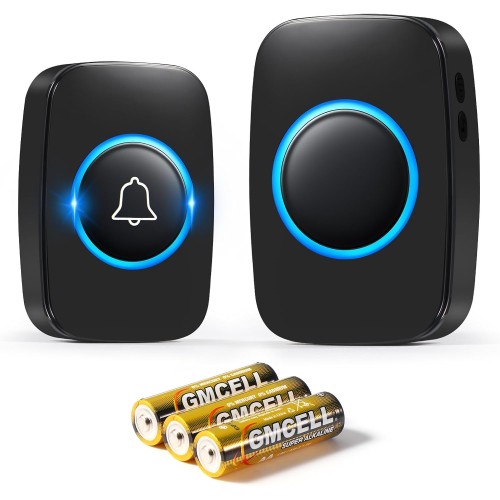 Blendura Wireless Doorbell Set, 300 m Wireless Range Doorbell, IP44 Waterproof, Electronic Doorbell, Front Doorbell Receivers, 60 Melodies, 5 Volume Levels, Black