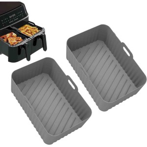 Silicone Air Fryer Insert for Ninja Dual 2 Pack Air Fryer Accessories Reusable AirFryer Silicone Liner Compatible with Ninja, Salter, Tower and Other Dual Zone Air Fryers