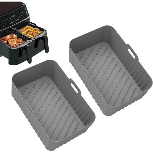 Silicone Air Fryer Insert for Ninja Dual 2 Pack Air Fryer Accessories Reusable AirFryer Silicone Liner Compatible with Ninja, Salter, Tower and Other Dual Zone Air Fryers