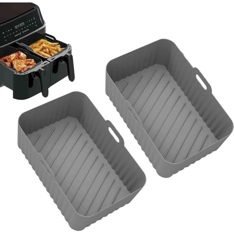 Silicone Air Fryer Insert for Ninja Dual 2 Pack Air Fryer Accessories Reusable AirFryer Silicone Liner Compatible with Ninja, Salter, Tower and Other Dual Zone Air Fryers