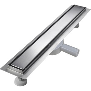 sunrik Shower Drain 120 cm, Tilable Shower Channel, Extra Flat, Stainless Steel Floor Drain Complete Set with 360° Siphon Hair Strainer