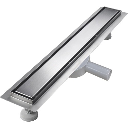 sunrik Shower Drain 120 cm, Tilable Shower Channel, Extra Flat, Stainless Steel Floor Drain Complete Set with 360° Siphon Hair Strainer