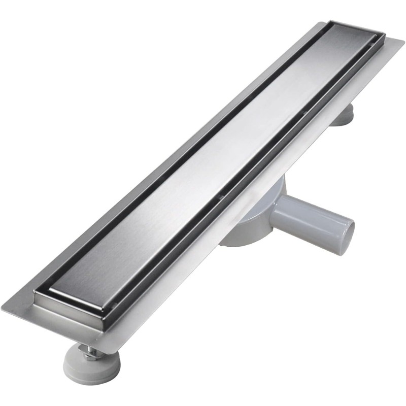 sunrik Shower Drain 120 cm, Tilable Shower Channel, Extra Flat, Stainless Steel Floor Drain Complete Set with 360° Siphon Hair Strainer