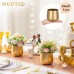 NUPTIO Small Gold Vase for Table Decoration: 2 Pieces 10 cm Flower Vase Table Decoration Vintage for Wedding Centerpiece Birthday Party Decorations Metal Flower Pot Plant Pot Living Room Balcony