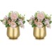 NUPTIO Small Gold Vase for Table Decoration: 2 Pieces 10 cm Flower Vase Table Decoration Vintage for Wedding Centerpiece Birthday Party Decorations Metal Flower Pot Plant Pot Living Room Balcony