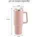 40 oz Double-Walled Stainless Steel Vacuum Insulated Mug 1200 ml Tumbler Drinking Cup with Handle Straw Insulated Coffee Mug Car Mug Travel Mug Thermal Mug for Cold Hot Drinks Pink