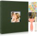 Benjia Self-Adhesive Photo Album, Linen White Pages, DIY Photo Album with Sticker & Metallic Pen for 9 x 13 10 x 15 13 x 18 A4 A5 A6 (Small 20 Sheets / 40 Pages, Green)