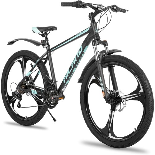 Hiland 26 Inch Mountain Bike MTB with Aluminium Frame Disc Brake Suspension Fork 3 Spoke Wheels for Teenagers Bicycle Men Women Boys Girls S