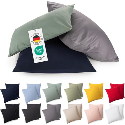 Blumtal Cushion Cover 50 x 50 cm (Set of 2 Pillowcases) – Beige – 100% Cotton Jersey, Oeko-Tex Certified, Pillowcase 50 x 50 cm – Jersey Pillowcase for Cushions 50 x 50 cm with Zip