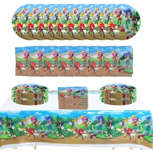 Ptydecta Birthday Party Set, Birthday Decoration, Birthday Plate, Tablecloth, Napkin, Suitable for 20 People (C2)