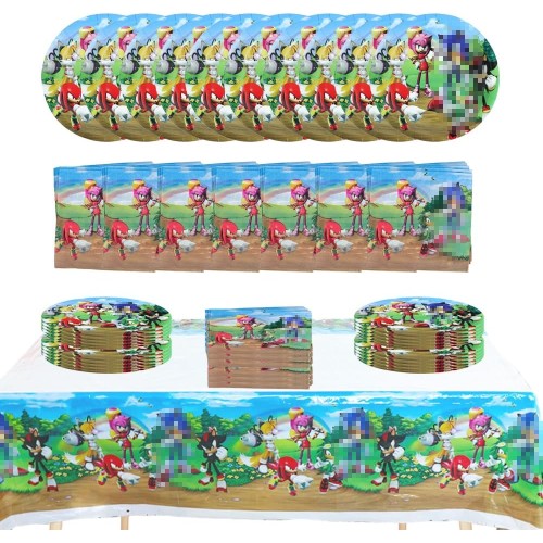 Ptydecta Birthday Party Set, Birthday Decoration, Birthday Plate, Tablecloth, Napkin, Suitable for 20 People (C2)