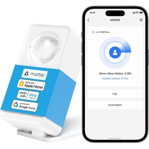 Meross Matte Presence Detector, Smart Presence Sensor with Cable, WiFi Motion Sensor Indoor with App Notification for Home Security, Works with Apple HomeKit, Alexa, Google Home