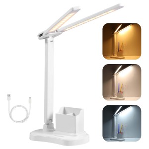 Vinabo LED Desk Lamp, 3 Brightness 3 Colours Desk Lamp, USB Table Lamp for Reading, Study, Portable, Foldable, Touchscreen, Dimmable, for Children, for Bedroom, Bedside Table, Desk