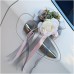 Pmnzdy 4pcs Car Bows Wedding Artificial Flower Car Decoration Rear View Mirror Door Handle Flower Bow Decoration Simulation Flower Wedding Car Decoration Car Bows for Wedding Party Grey