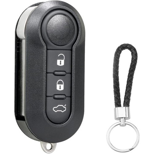 SLshiBo Key Shell 3 Buttons Fait Car Key Casing, Fait Key Shell with Key Fob for Fait 500 Panda Grande Punto Evo Ducato Bravo