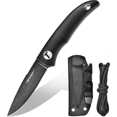 Tonife Nova нож за врата с калъф, каишка и клипс, 68 мм фиксирано острие, малък нож за врата, нож за врата за използване на открито