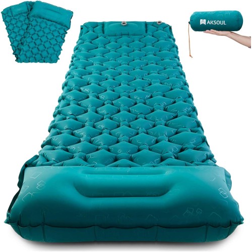AKSOUL Self-Inflating Sleeping Mat for Camping: Ultralight Compact Inflatable Mattress - Portable Self-Inflating Small Sleeping Mat for Camping Trekking Hiking Mat Travel Outdoor