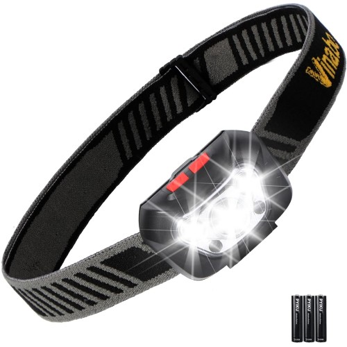 Vinabo Headlamp Powerful Headlamp with 6 Modes Ultra Strong LED Headlamp 30° 500LM for Reading, Cycling, Running