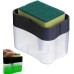 Esforzarse Soap Dispenser for Kitchen, Soap Dispenser and Sponge Holder with Sponge, 14 x 11 x 9 cm Manual Press Detergent Dispenser for Home Sink Hotel Bathroom