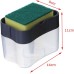 Esforzarse Soap Dispenser for Kitchen, Soap Dispenser and Sponge Holder with Sponge, 14 x 11 x 9 cm Manual Press Detergent Dispenser for Home Sink Hotel Bathroom