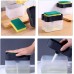 Esforzarse Soap Dispenser for Kitchen, Soap Dispenser and Sponge Holder with Sponge, 14 x 11 x 9 cm Manual Press Detergent Dispenser for Home Sink Hotel Bathroom
