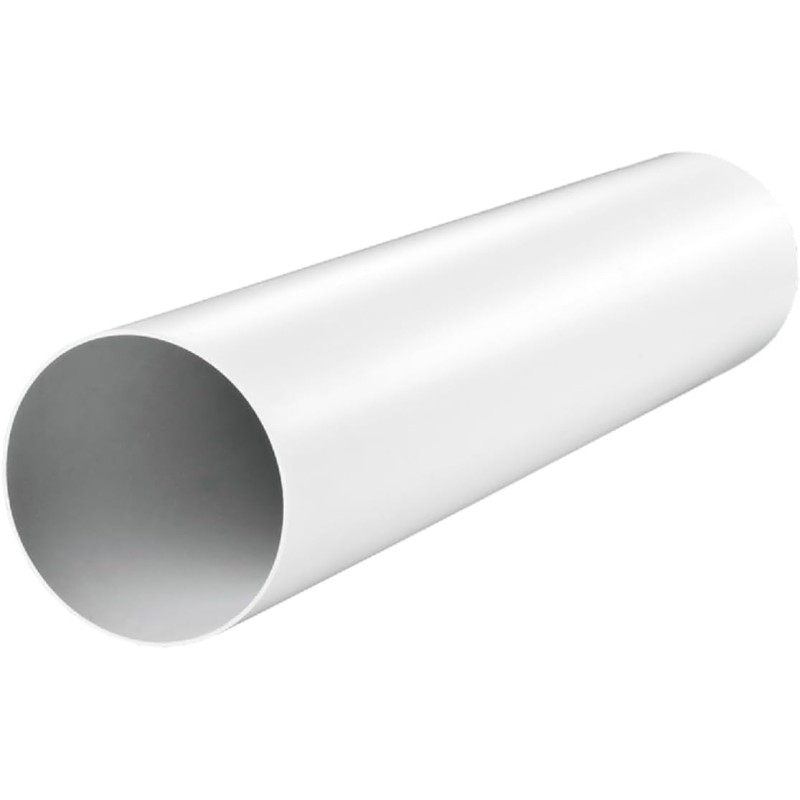 PVC Round Ventilation Pipe, Diameter 100 mm/150 mm, Length 0.5 m/1.5 m, Ab-Air Pipe, Ventilation Duct, ABS Plastic, White, Round Ventilation Duct, Supply Duct, Heating, Cooling Ventilation System