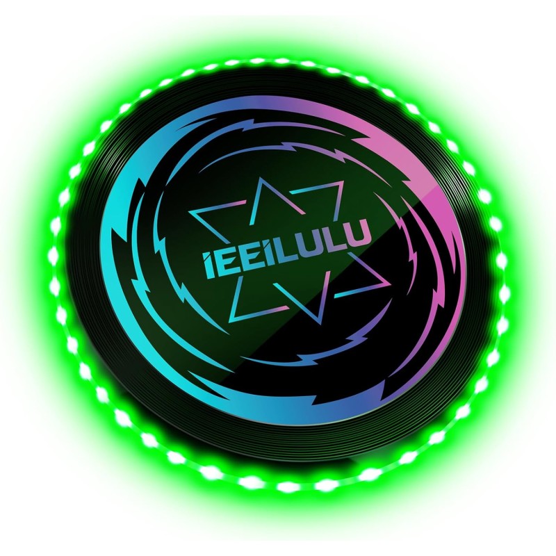 IEEILULU Luminous Frisbee, Ultimate Frisbee LED, Luminous Flying Disc with 49 LED Lights, Reusable, LED Frisbee Disc Fun Sports for Children Adults Lawn Beach Outdoor (Green)