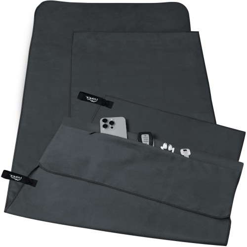 Pameil Hand Towel Set of 2 with Zip Bag, 120 x 50 cm + 80 x 40 cm, Sports Towel, Gym, Microfibre Towel as Fitness Towel, Sports Towel, Beach Towel, Travel Towel