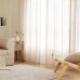 Emema Set of 2 Sheer Voile Curtains with Eyelets, Transparent Voile, Polyester, Eyelet Curtain, Living Room, Airy, Decorative Curtain for the Bedroom, 140 x 122 cm (W x H), Beige