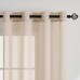 Emema Set of 2 Sheer Voile Curtains with Eyelets, Transparent Voile, Polyester, Eyelet Curtain, Living Room, Airy, Decorative Curtain for the Bedroom, 140 x 122 cm (W x H), Beige