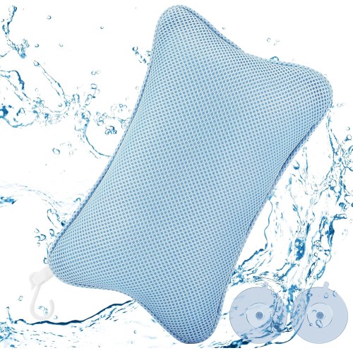 Collazoey Bath Pillow, Bath Pillow for Bathtub, with 2 Strong Suction Cups, for a Firm Hold, Ergonomic Spa Bath Pillow, Pillow for Optimal Neck Relaxation (Blue)