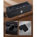 Uten Watch Box for 6 Watches, Men's Watch Box with Glass Lid, Black Lining, Removable Padding, Metal Buckle, Jewellery Box for Men and Women Watches