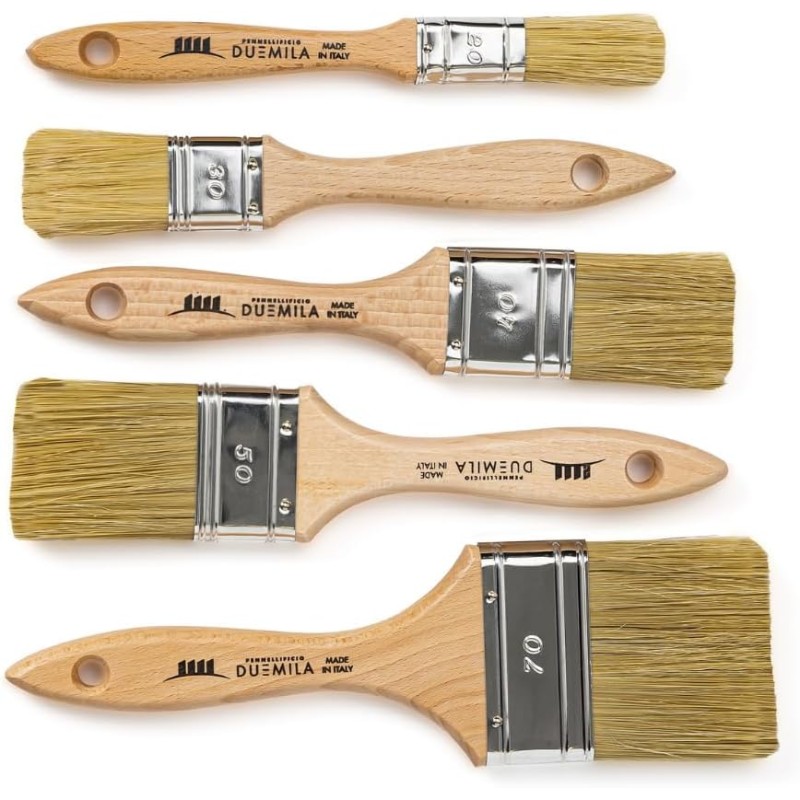 PENNELLIFICIO 2000 | Set of 5 Professional Paint Brushes, Universal Paint Brushes, Suitable for Varnishes and Paints, Walls, Wood, Metal, Brush Diameter 20/30/40/50/70 mm