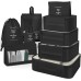 OBSGUMU Suitcase Organiser Set, 9 Pieces Packing Cubes for Travel, Packing Bags for Suitcases, Travel, Clothes Bags, Packing Cubes with Cosmetic Bag, Packing Cube for Travel Utensils (Black)