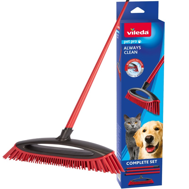 Vileda Always Clean Pet Pro Brush Set, Red, Medium