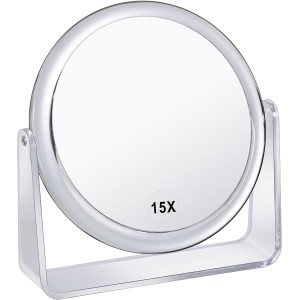 15X/1X Cosmetic Mirror Magnification Double-Sided Makeup Mirror 360° Rotatable Table Mirror for Make Up Travel Mirror for Make-Up Face Care and Shaving