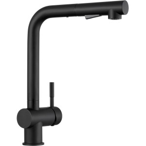 CECIPA High Pressure Kitchen Tap, Black, Extendible Kitchen Tap with Shower, Two Water Jet Types, Single Lever Sink Mixer Tap 360° Swivel, Stainless Steel Mixer, × 207B