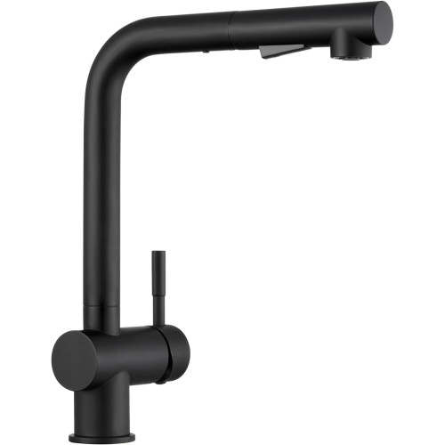 CECIPA High Pressure Kitchen Tap, Black, Extendible Kitchen Tap with Shower, Two Water Jet Types, Single Lever Sink Mixer Tap 360° Swivel, Stainless Steel Mixer, × 207B