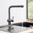 CECIPA High Pressure Kitchen Tap, Black, Extendible Kitchen Tap with Shower, Two Water Jet Types, Single Lever Sink Mixer Tap 360° Swivel, Stainless Steel Mixer, × 207B