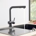 CECIPA High Pressure Kitchen Tap, Black, Extendible Kitchen Tap with Shower, Two Water Jet Types, Single Lever Sink Mixer Tap 360° Swivel, Stainless Steel Mixer, × 207B