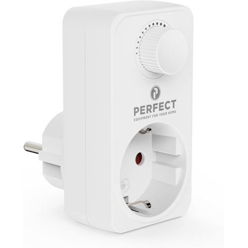 Perfect Socket Dimmer Socket with Dimmer for LED, Bulbs, Halogen Bulbs, Dimmable Bulbs, with Brightness Control, White