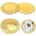 Mozeat Lens Cake Topper, Round Gold Paper Doilies, Pack of 100, 7.5 Inch Paper Tables, ETS Lace Paper Doilies, Decorative Doily for Dining Table, Cake, Dessert, Party, Wedding, Tableware, Christmas