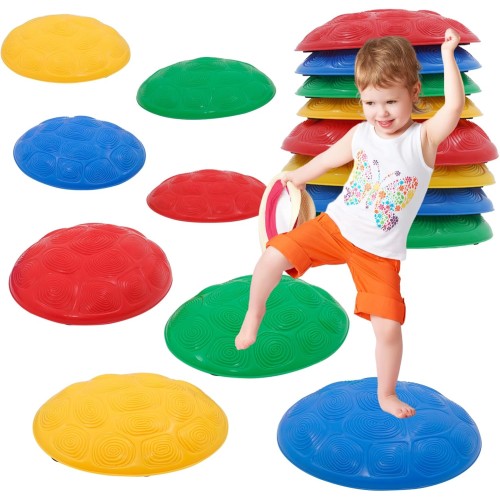 Pack of 8 Balance Stones for Children to Promote Balance, Motor Skills & Coordination, Non-Slip Balance Stones for Indoor and Outdoor Use for Schools, Nurseries & Therapy Centres