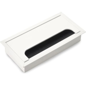 Emuca - Cable grommets, rectangular, 160x80mm, recessed, aluminium, white