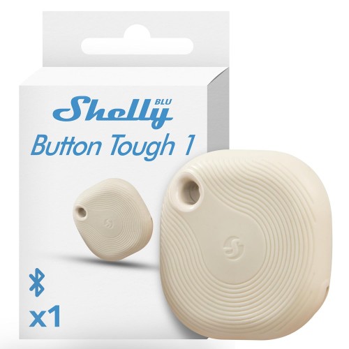 Shelly Blu Button Tough Ivory - Smart Scene Bluetooth Button, Home Automation, IP54 Certified, Long Range (10-30 m), Multi-Click Activation, Gateway Required, BTHome Protocol