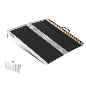 VEVOR Portable Wheelchair Ramp, 24 Inch 800 lb Capacity, Non-Slip Folding Threshold Ramp Aluminium Foldable Ramp for Mobility Scooter, Wheelchair Ramp, Home Steps, Stairs, Curbs